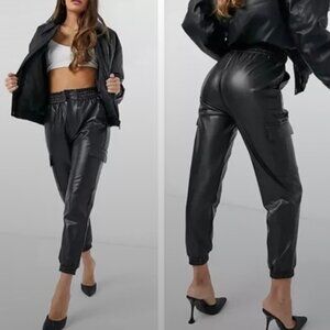 Abercrombie & Fitch faux leather cargo pants